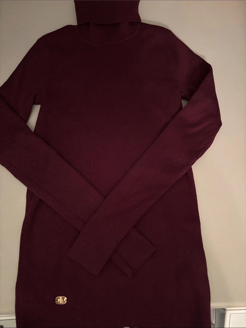 Lauren Ralph Lauren Ribbed Turtleneck Sweater Deep Burgundy Small